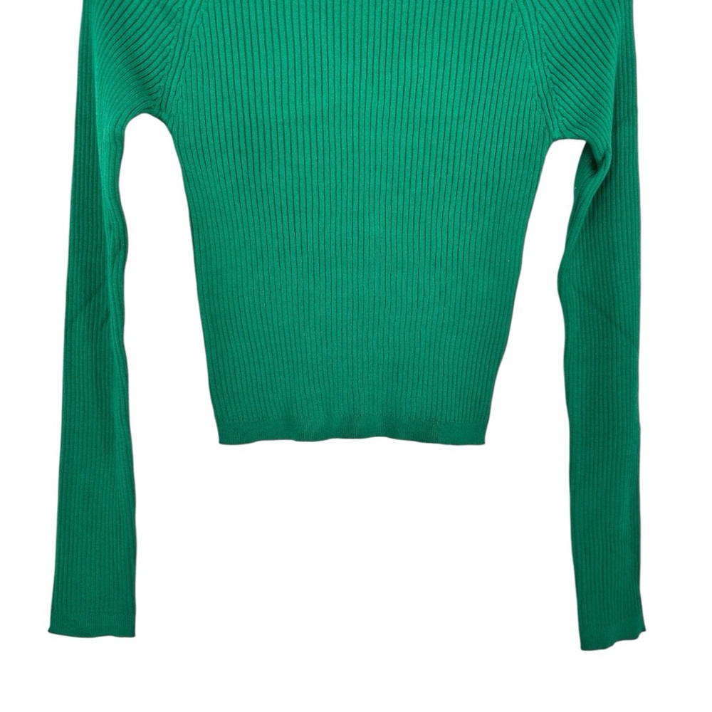 Love Tree Green Ribbed Turtleneck Sweater size Large Long Sleeves Stretch - Picture 6 of 14